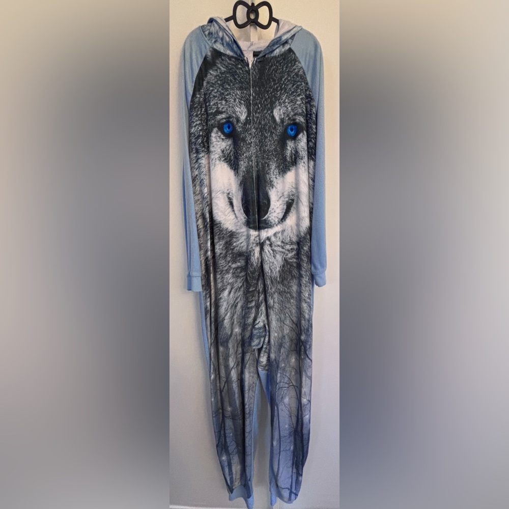 Vintage Wolf Graphic Hooded Onesie 3X